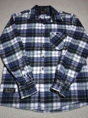 Vermont Flannel Co. Blue & Green Plaid Flannel Shirt Mens Large